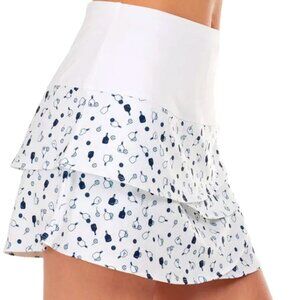 Lucky in Love White Skort with Navy Tennis Racket Print